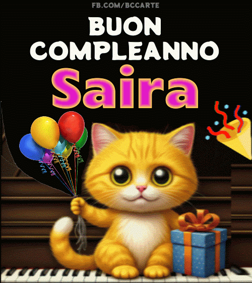 Buon Compleanno Saira gif gatto